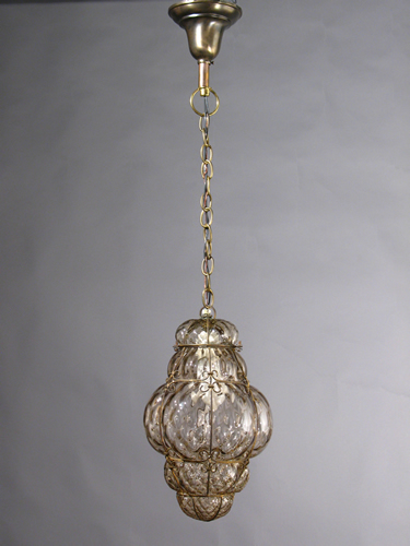 Pair of Blown Amber Glass Pendants